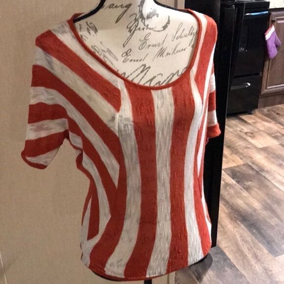 Rue 21 Women's Small Striped Blouse Rust Orange - Picture 1 of 7